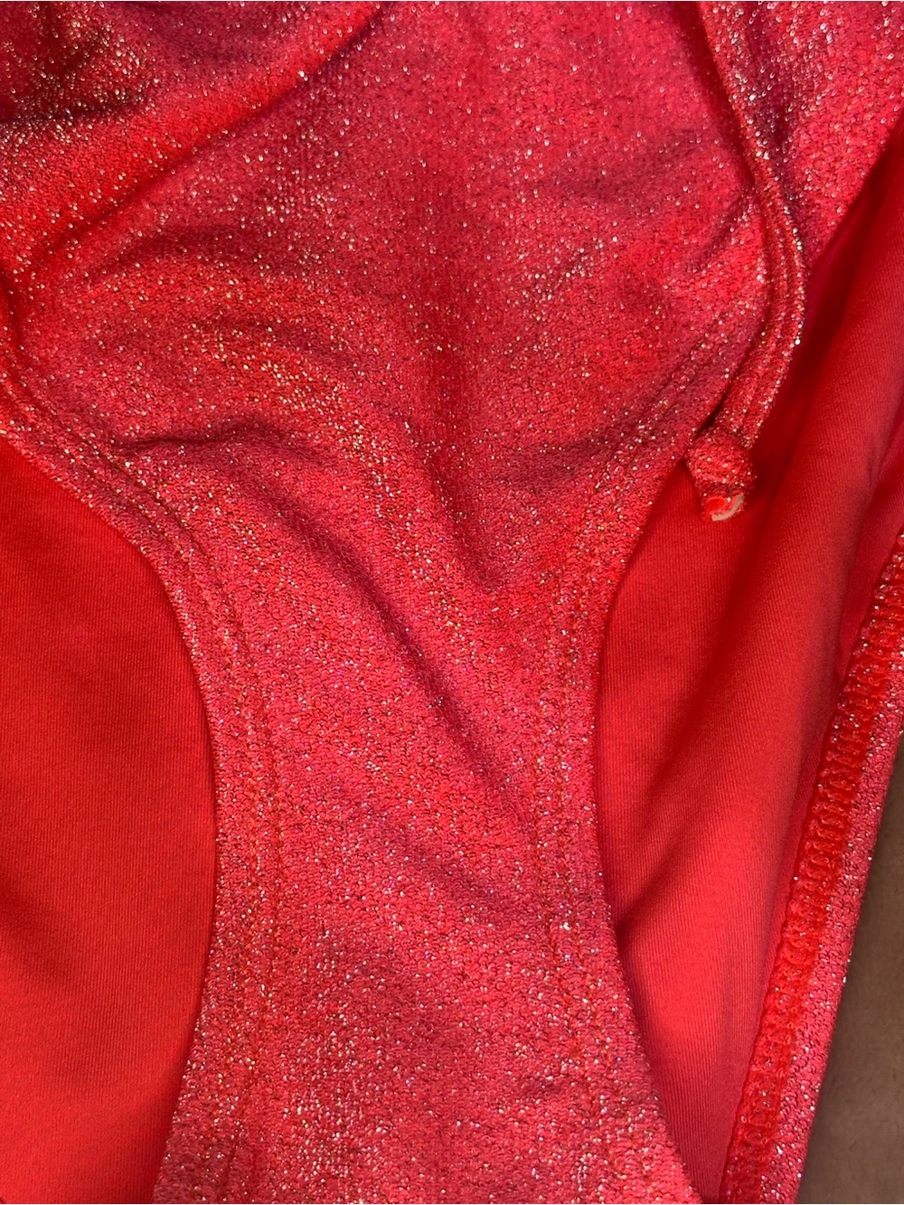 GOOD AMERICAN SPARKLE TINY TIES
BOTTOM (FIERY CORAL) NWT SIZE 4 (XL) - Picture 2 of 5